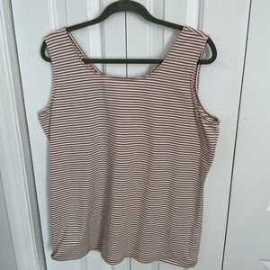 Talbots Brown and White Striped Tank Top. 2 way top round front/V back